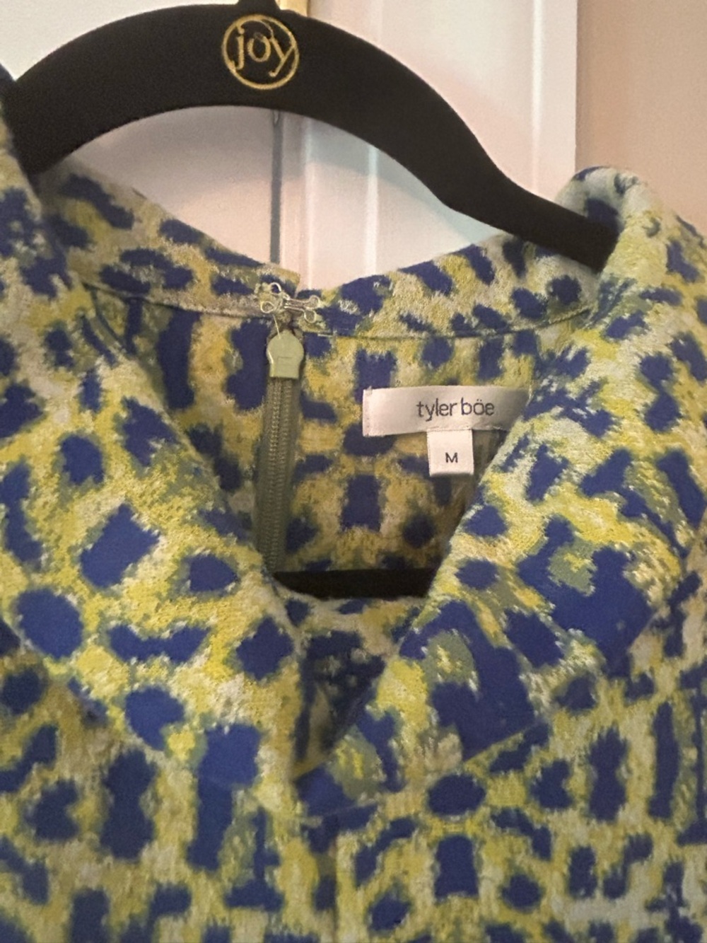 Tyler Boe Blue and Lime Mini Dress with Abstract Print
